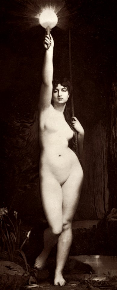 Sensual nude portrait, La Vérité Portrait of Sophie Croizette by Jules Lefebvre (ca. 1870–1890). Original from The Getty. Digitally enhanced by rawpixel.