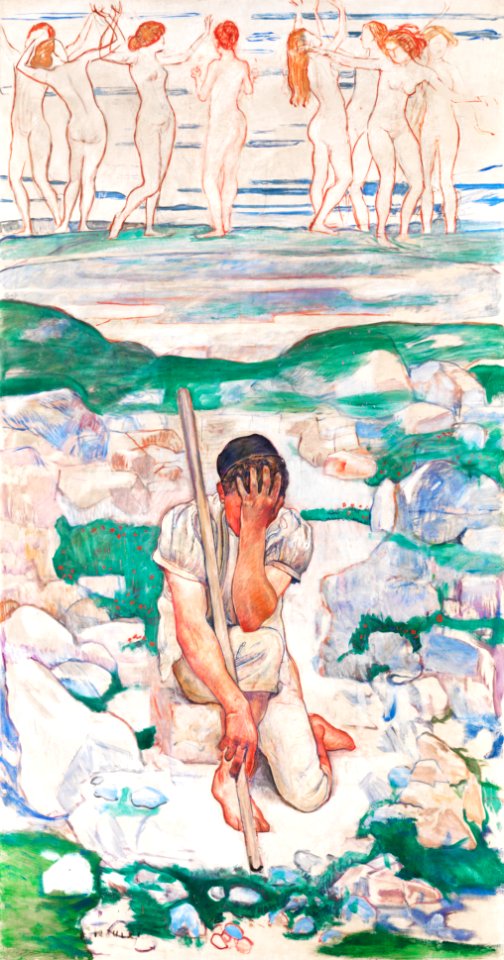 The Dream of the Shepherd (Der Traum des Hirten) (1896) by Ferdinand Hodler. Original from The MET museum. Digitally enhanced by rawpixel.