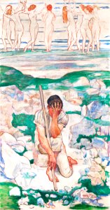 The Dream of the Shepherd (Der Traum des Hirten) (1896) by Ferdinand Hodler. Original from The MET museum. Digitally enhanced by rawpixel.. Free illustration for personal and commercial use.