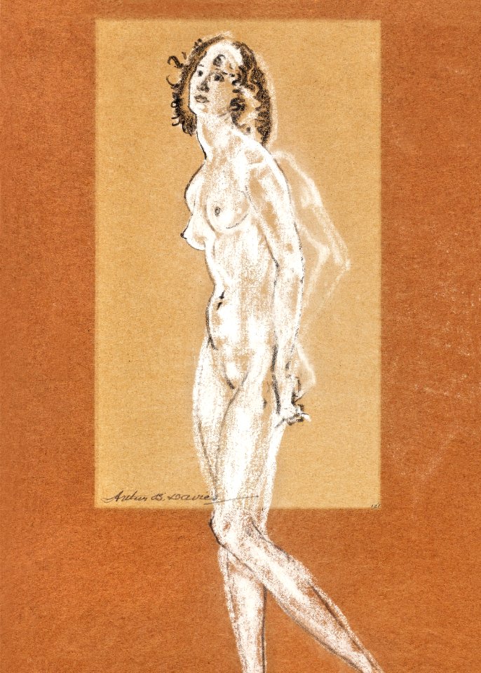 Naked woman posing sensually, vintage erotic art. Standing Female Nude (1882-1893) by Arthur B. Davies. Original from The Art Institute of Chicago. Digitally enhanced by rawpixel.