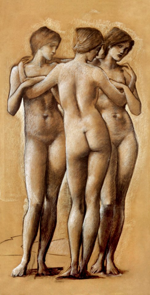 Venus Concordia: Study of the Three Graces (1895) by Edward Burne-Jones. Original from The Birmingham Museum. Digitally enhanced by rawpixel.