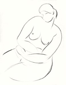Naked woman showing her breasts, vintage erotic art. Seated Female Nude by Carl Newman. Original from The Smithsonian. Digitally enhanced by rawpixel.