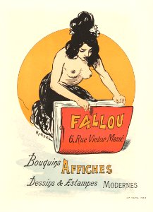 Naked woman showing her breasts, vintage nude illustration. Affiche voor boek- en prenthandel Fallou te Parijs (1869–1900) by Auguste Roedel. Original from The Rijksmuseum. Digitally enhanced by rawpixel.