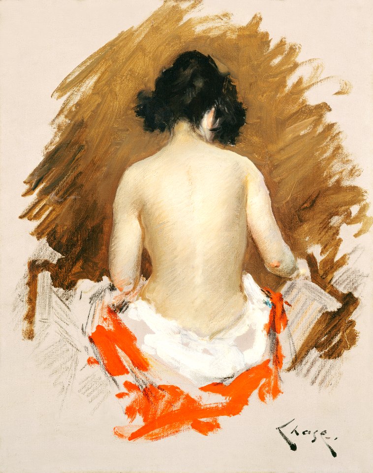 Naked Japanese woman with a kimono, vintage erotic art. Nude (1901) by William Merritt Chase. Original from The National Gallery of Art. Digitally enhanced by rawpixel.
