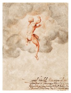 A Nude Male Seen from the Back in Clouds (1602) by Daniel Fröschl. Original from The MET Museum. Digitally enhanced by rawpixel.