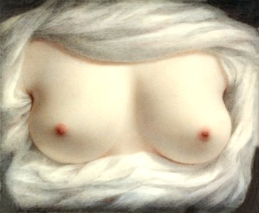 Exposed female breasts, vintage nude illustration. Beauty Revealed (1828) by Sarah Goodridge. Original from The MET museum. Digitally enhanced by rawpixel.
