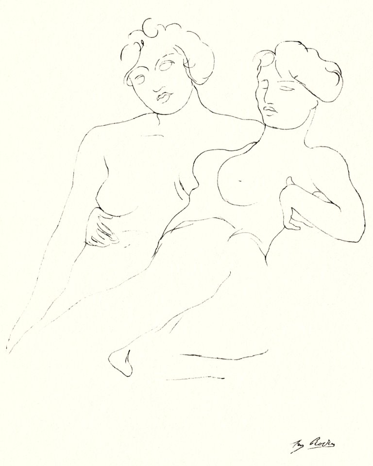 Naked women holding each other close, vintage nude illustration. Two Figures by Auguste Rodin. Original from The Cleveland Museum of Art. Digitally enhanced by rawpixel.