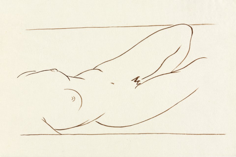 Naked woman showing her breasts, vintage nude illustration. Reclining Nude Woman by Ananda K. Coomaraswamy. Original from The Cleveland Museum of Art. Digitally enhanced by rawpixel.