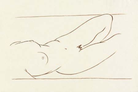 Naked woman showing her breasts, vintage nude illustration. Reclining Nude Woman by Ananda K. Coomaraswamy. Original from The Cleveland Museum of Art. Digitally enhanced by rawpixel.