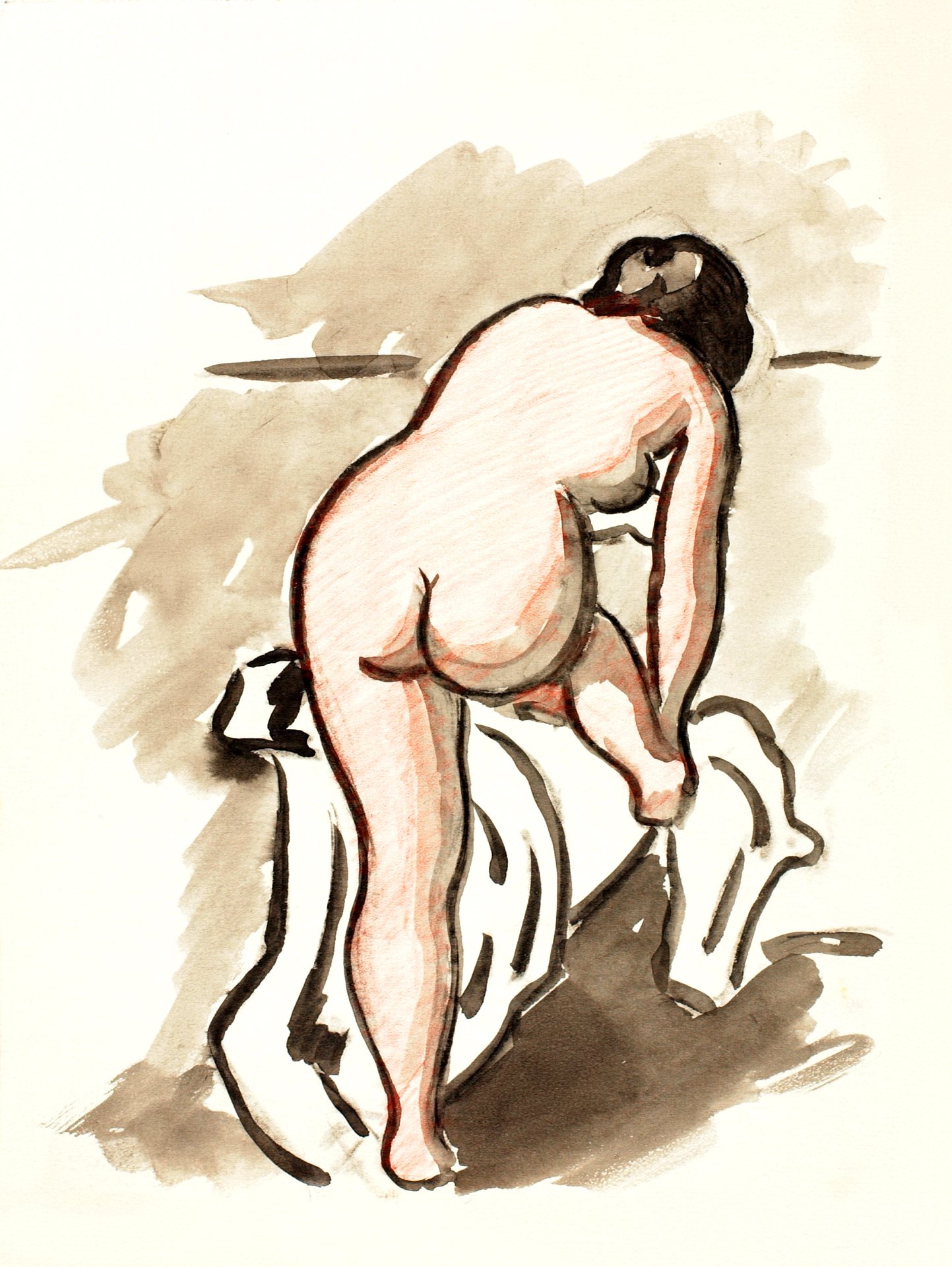 Woman showing off naked bum, vintage nude illustration. Female Nude by Carl  Newman. Original from The Smithsonian. Digitally enhanced by rawpixel. -  Traditional visual art under Public domain license