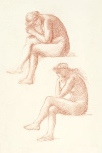 The Lament: Nude Female, Two Studies for the Figure on the Right (1865-1866) by Sir Edward Burne-Jones. Original from Birmingham Museums. Digitally enhanced by rawpixel.. Free illustration for personal and commercial use.