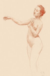 Naked woman showing her breasts, vintage erotic art. Female Nude with Outstretched Arm (1898) by Karel Vitezslav Masek. Original from The National Gallery of Art. Digitally enhanced by rawpixel.. Free illustration for personal and commercial use.