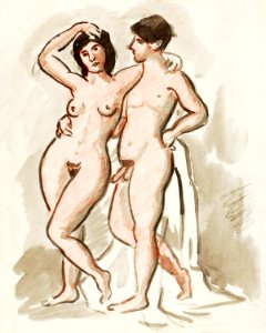 Naked woman and man. Male and Female Nude by Carl Newman. Original from The Smithsonian. Digitally enhanced by rawpixel.. Free illustration for personal and commercial use.