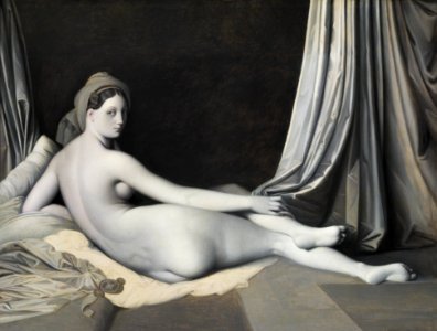Woman showing her nude bum. Odalisque in Grisaille (1824–1834) by Jean Auguste Dominique Ingres . Original from The MET museum. Digitally enhanced by rawpixel.