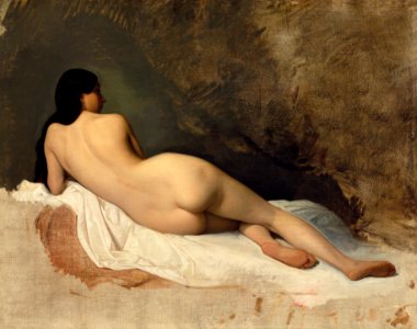 Naked woman posing sexually and showing her bum, vintage art. Study of a Reclining Nude (1841) by Isidore Pils. Original from The Cleveland Museum of Art. Digitally enhanced by rawpixel.. Free illustration for personal and commercial use.