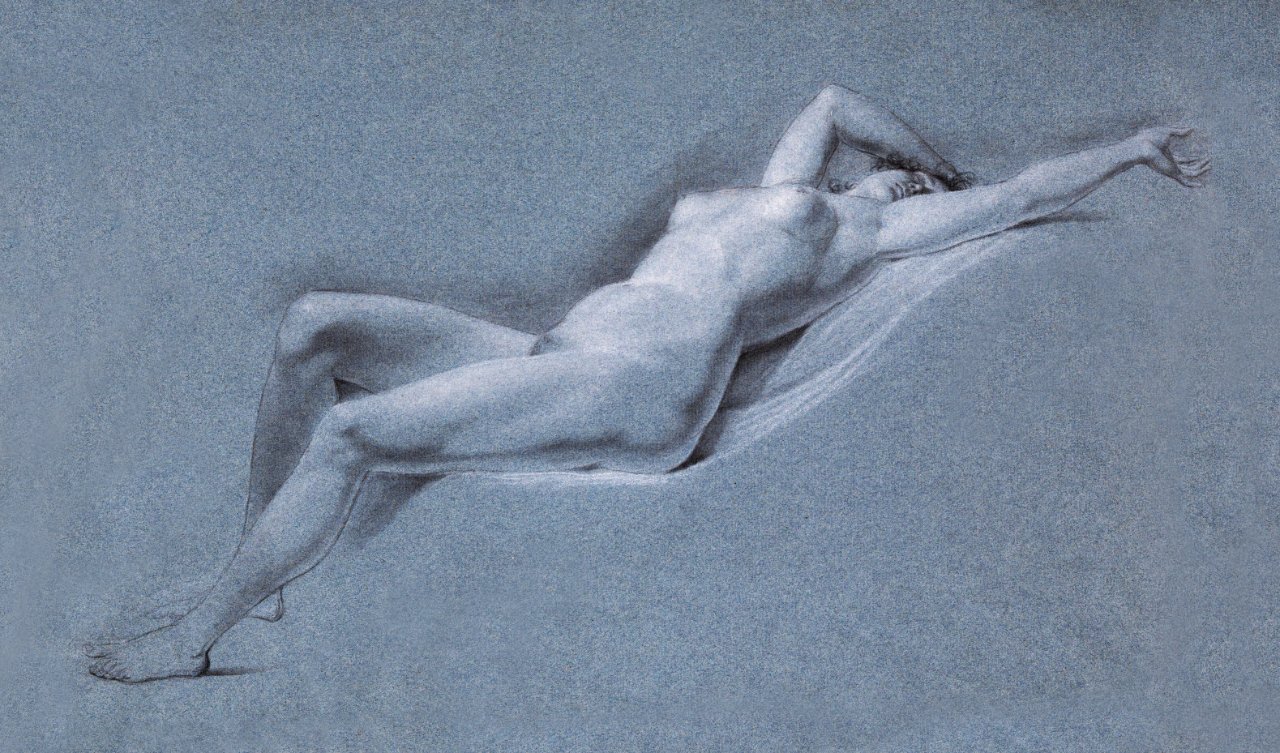 Naked woman posing sensually, vintage erotic art. Reclining Nude, front  view by John Trumbull. Original from The Yale University Art Gallery.  Digitally enhanced by rawpixel. - Traditional visual art under Public domain