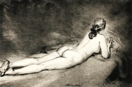 Naked woman posing sensually, vintage erotic art. Nude Figure Lying Down (1906) by Theodore Roussel. Original from The Art Institute of Chicago. Digitally enhanced by rawpixel.. Free illustration for personal and commercial use.