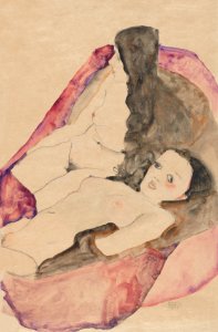 Naked women posing sexually, vintage nude illustration. Two Reclining Nudes (1911) by Egon Schiele. Original from The MET museum. Digitally enhanced by rawpixel.. Free illustration for personal and commercial use.
