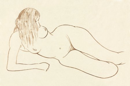 Naked woman showing her breasts, vintage nude illustration. Reclining Nude Woman by Ananda K. Coomaraswamy. Original from The Cleveland Museum of Art. Digitally enhanced by rawpixel.. Free illustration for personal and commercial use.