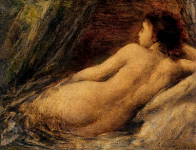 Woman showing her nude bum. Reclining Nude (1874) by Henri Fantin-LatourHenri Fantin-Latour. Original from The Rijksmuseum. Digitally enhanced by rawpixel.