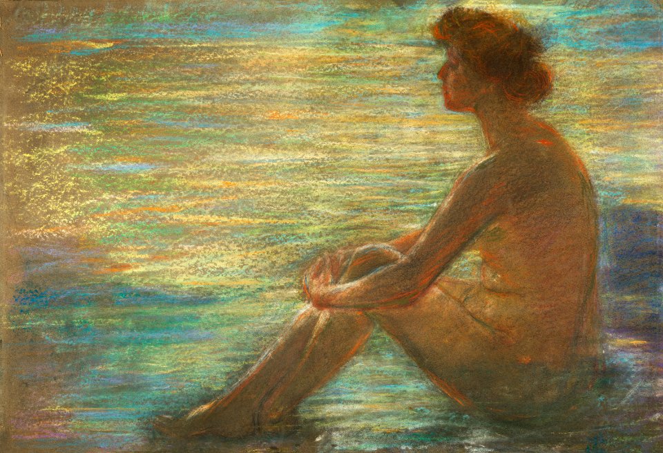 Nude against Sea by Alice Pike Barney. Original from The Smithsonian. Digitally enhanced by rawpixel.