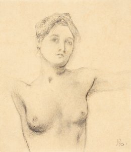 Naked woman showing her breasts, vintage erotic art. Half-length nude woman study by Renan, Ary Ernest. Original from The Public Institution Paris Musées. Digitally enhanced by rawpixel.
