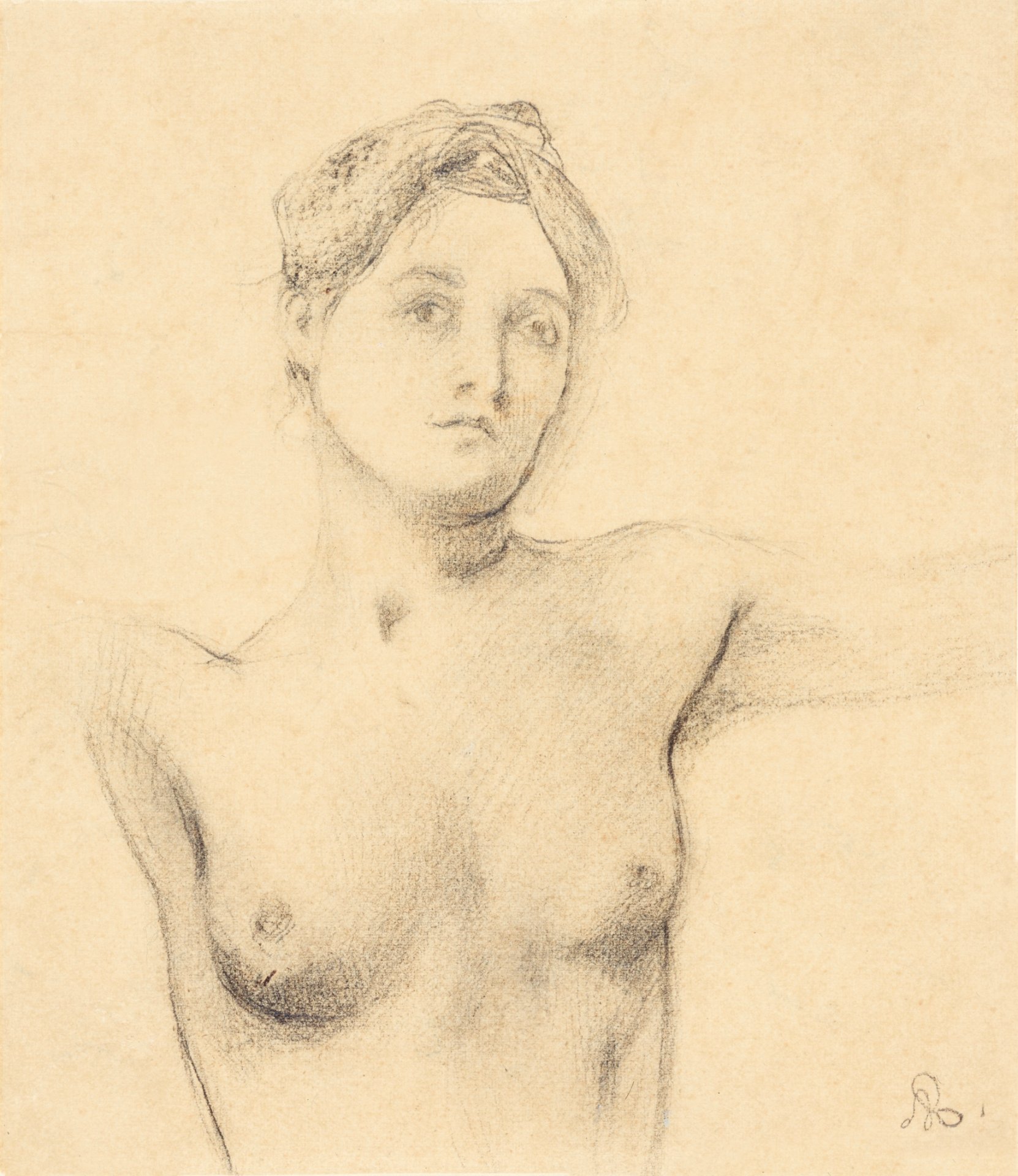 Naked woman showing her breasts, vintage erotic art. Half-length nude woman  study by Renan, Ary Ernest. Original from The Public Institution Paris  Musées. Digitally enhanced by rawpixel. - Traditional visual art under  Public domain license