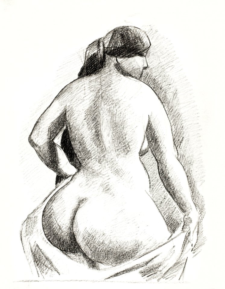 Naked woman showing her bottom. Female Nude by Carl Newman. Original from The Smithsonian. Digitally enhanced by rawpixel.