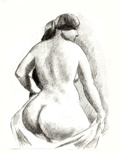Naked woman showing her bottom. Female Nude by Carl Newman. Original from The Smithsonian. Digitally enhanced by rawpixel.