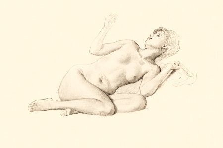Naked woman showing her breasts, vintage erotic art. Female Nude (1890) by James Wells Champney. Original from The Smithsonian. Digitally enhanced by rawpixel.. Free illustration for personal and commercial use.