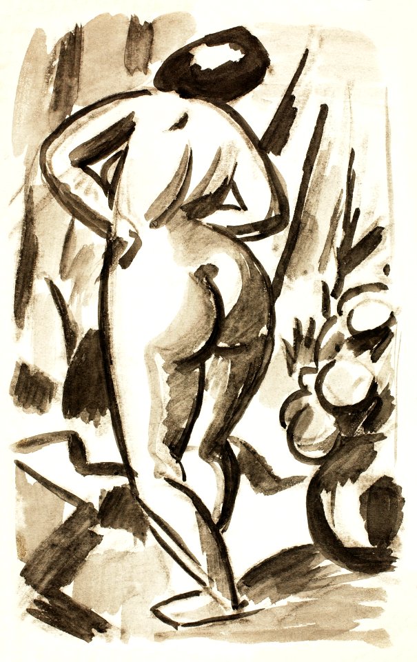 Woman showing her nude bum. Standing Female Nude by Carl Newman. Original from The Smithsonian. Digitally enhanced by rawpixel.