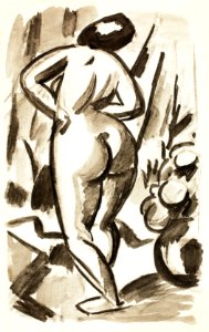 Woman showing her nude bum. Standing Female Nude by Carl Newman. Original from The Smithsonian. Digitally enhanced by rawpixel.. Free illustration for personal and commercial use.