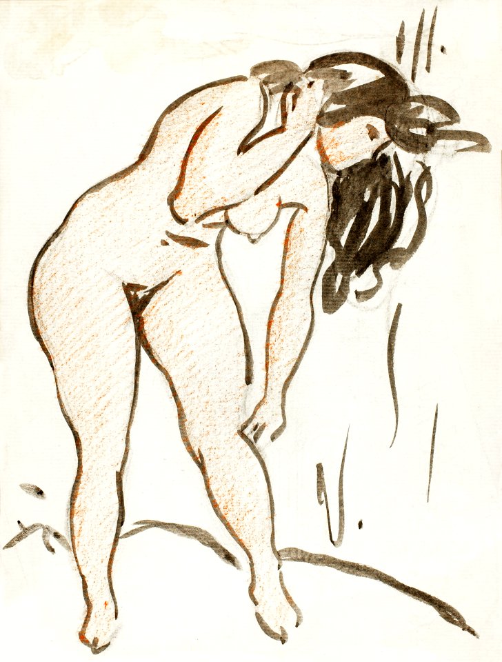 Naked woman posing sexually, vintage nude illustration. Standing Nude by Carl Newman. Original from The Smithsonian. Digitally enhanced by rawpixel.. Free illustration for personal and commercial use.