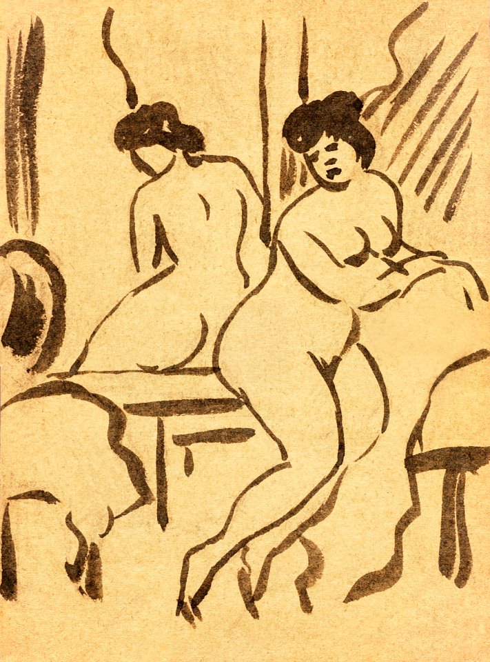 Vintage erotic nude art of a naked woman. Sitting Female Nude by Carl Newman. Original from The Smithsonian. Digitally enhanced by rawpixel.