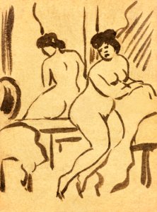 Vintage erotic nude art of a naked woman. Sitting Female Nude by Carl Newman. Original from The Smithsonian. Digitally enhanced by rawpixel.