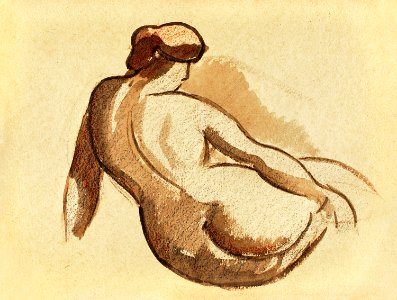 Woman showing off naked bum, vintage nude illustration. Reclining Nude by Carl Newman. Original from The Smithsonian. Digitally enhanced by rawpixel.. Free illustration for personal and commercial use.