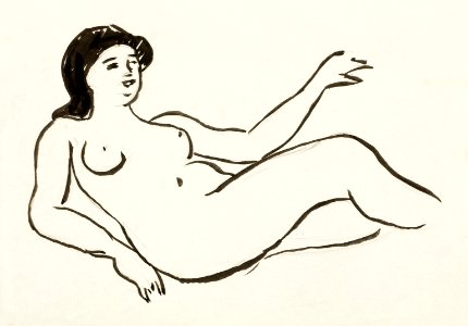 Vintage erotic nude art of a naked woman. Female Nude by Carl Newman. Original from The Smithsonian. Digitally enhanced by rawpixel.