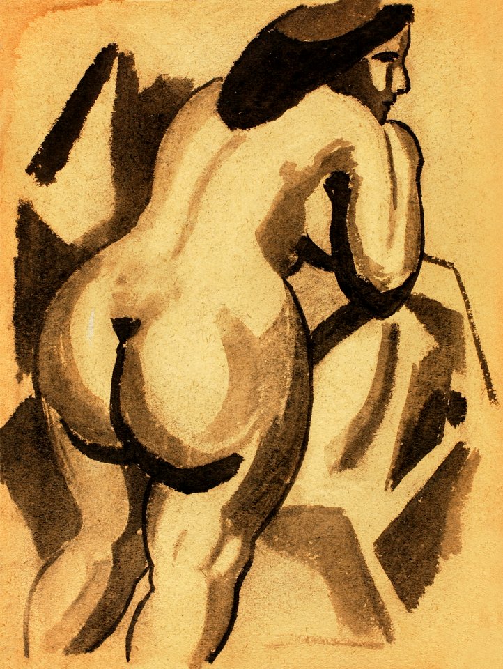 Naked woman showing her bottom. Standing Female Nude by Carl Newman. Original from The Smithsonian. Digitally enhanced by rawpixel.