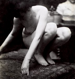 Nude Photography, study of a nude female model, seen from the front (ca. 1900–1914). Original from The Rijksmuseum. Digitally enhanced by rawpixel.. Free illustration for personal and commercial use.
