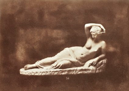 Naked woman sculpture, Arethusa (ca. 1851–1852) by Claude–Marie Ferrier. Original from The Getty. Digitally enhanced by rawpixel.