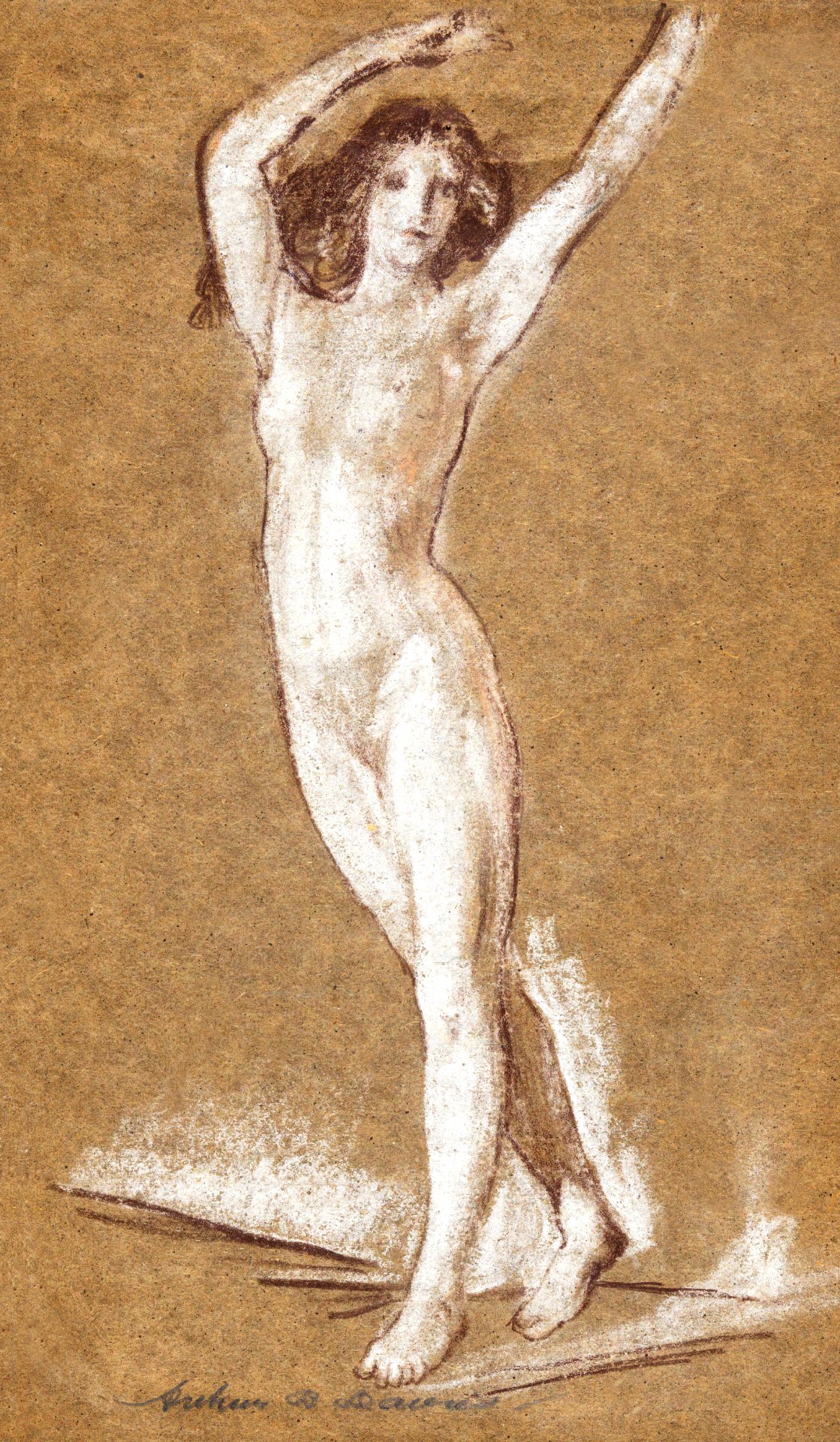 Naked woman showing her breasts, vintage erotic art. Standing Female Nude  by Arthur B. Davies. Original from The Yale University Art Gallery.  Digitally enhanced by rawpixel. - Traditional visual art under Public