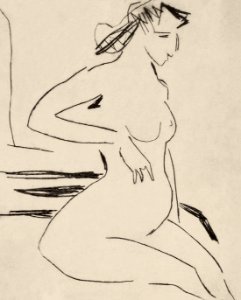 Naked woman showing her breasts, vintage erotic art. Female Nude Seated (1909) by Ernst Ludwig Kirchner. Original from The National Gallery of Art. Digitally enhanced by rawpixel.. Free illustration for personal and commercial use.