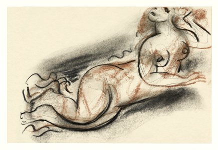 Naked woman showing her breasts, vintage nude illustration. Schetsblad met liggend vrouwelijk naakt (1891–1941) by Leo Gestel. Original from The Rijksmuseum. Digitally enhanced by rawpixel.. Free illustration for personal and commercial use.