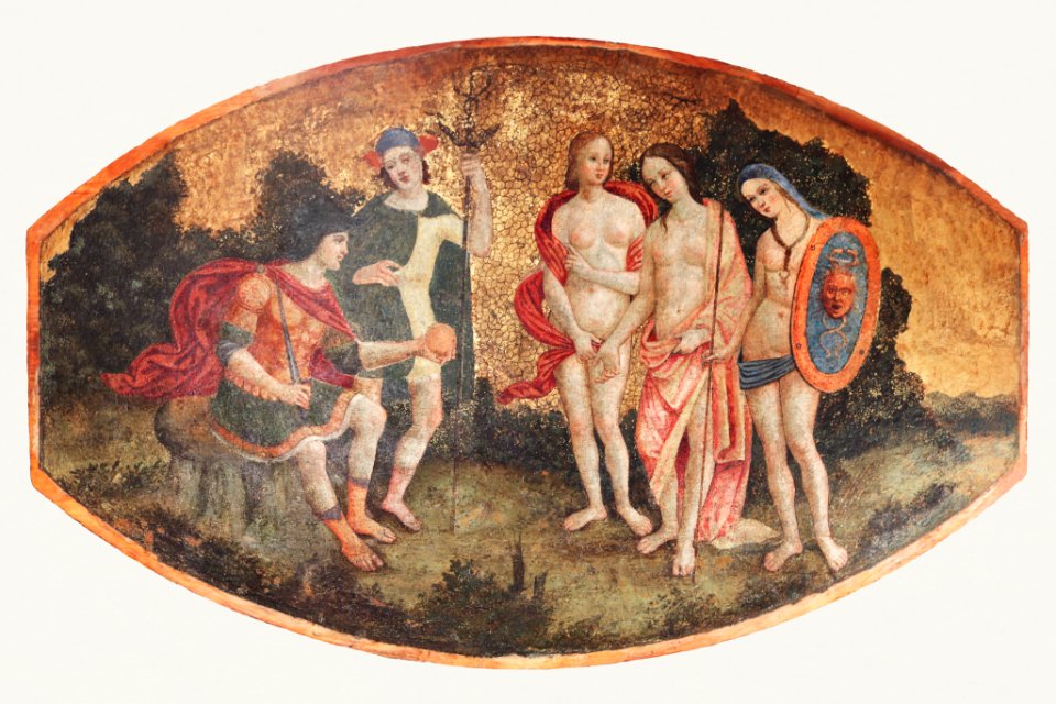 Naked lady vintage art, Judgment of Paris (ca. 1509) by Pinturicchio. Original from The MET Museum. Digitally enhanced by rawpixel.