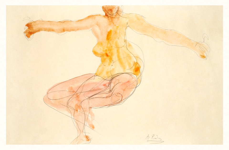 Nude woman dancing sensually by Auguste Rodin. Original from Yale University Art Gallery. Digitally enhanced by rawpixel.
