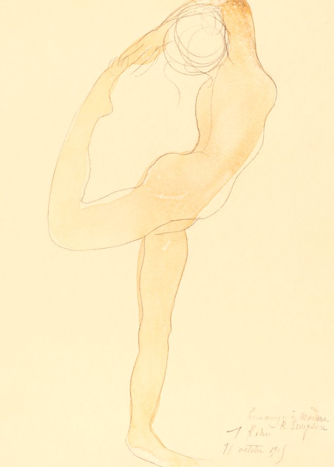 Naked woman dancing, vintage nude illustration. Dancing Figure (1905) by Auguste Rodin. Original from The National Gallery of Art. Digitally enhanced by rawpixel.