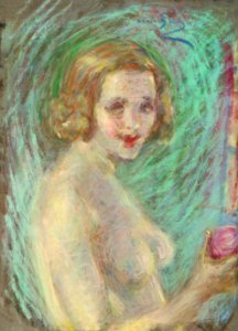 Naked woman showing her breasts, vintage nude illustration. Nude with Fruit by Alice Pike Barney. Original from The Smithsonian. Digitally enhanced by rawpixel.. Free illustration for personal and commercial use.