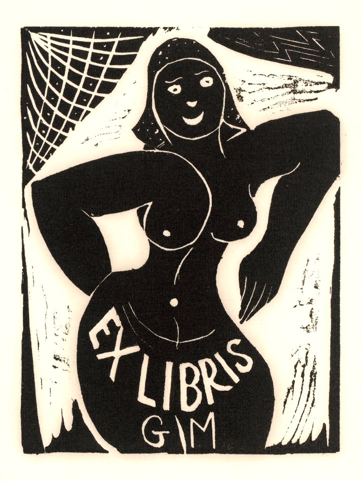 Naked woman showing her breasts, vintage nude illustration. Ex libris van Gianni Mantero (1907–1985) by Erna Friedländer. Original from The Rijksmuseum. Digitally enhanced by rawpixel.