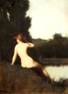 A Bather (Echo) (1881) by Jean-Jacques Henner. Original from The MET museum. Digitally enhanced by rawpixel.. Free illustration for personal and commercial use.