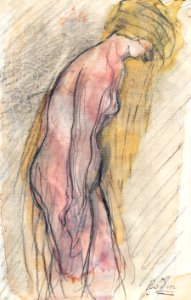 Naked woman posing sensually, vintage erotic art. Study of nude (standing profile, figure cut off at knees) by Auguste Rodin. Original from Yale University Art Gallery. Digitally enhanced by rawpixel.. Free illustration for personal and commercial use.